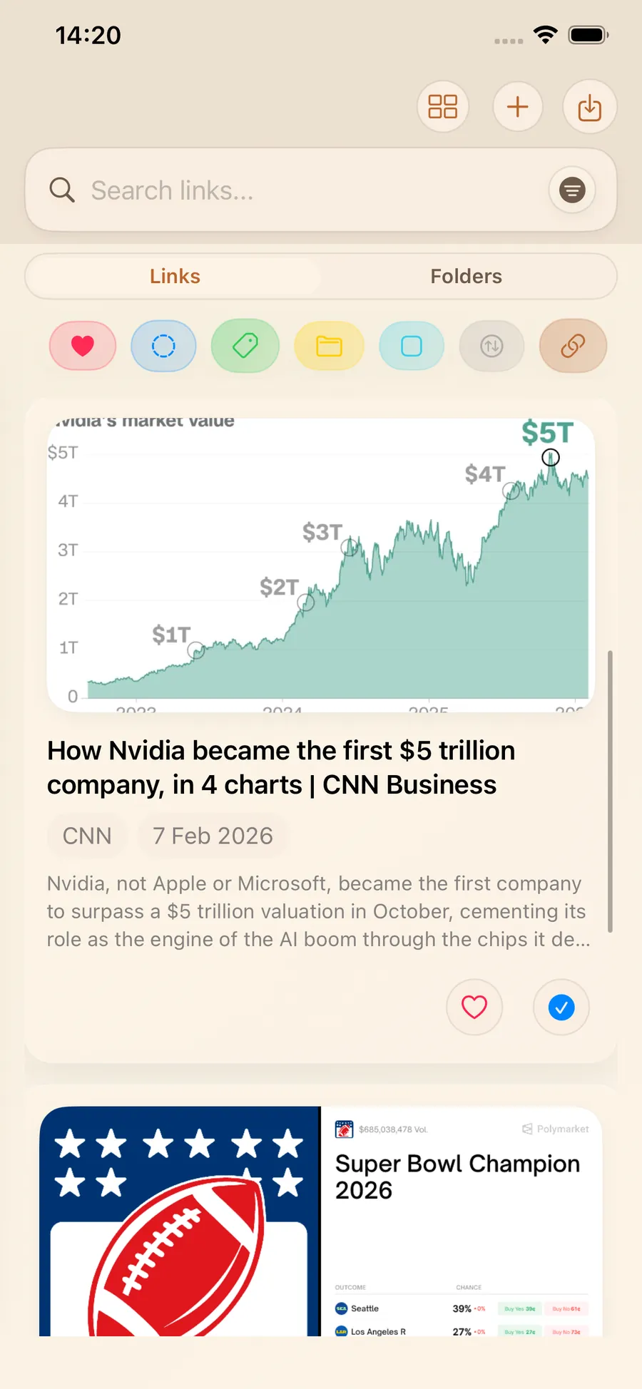 LinkBook app feed screenshot
